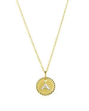 David Yurman Cable Collectibles Initial Pendant with Diamonds in Gold on Chain, 16-18 Product Image