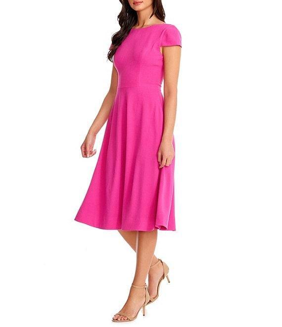 Dress the Population Livia Boat Neck Cap Sleeve Pleated Side Pocket Dress Product Image