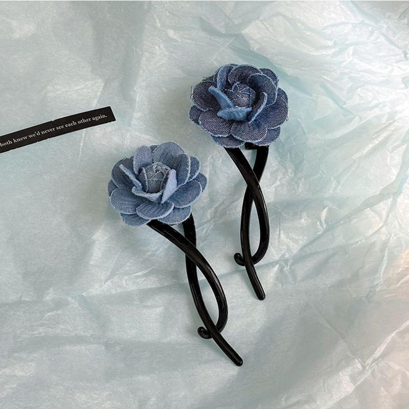 Flower Denim Twisted Hair Clip Product Image