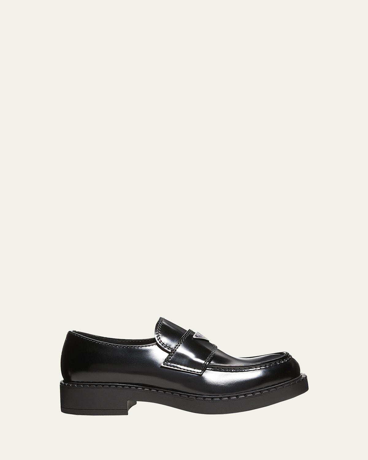 Mens Triangle Logo Leather Loafers Product Image