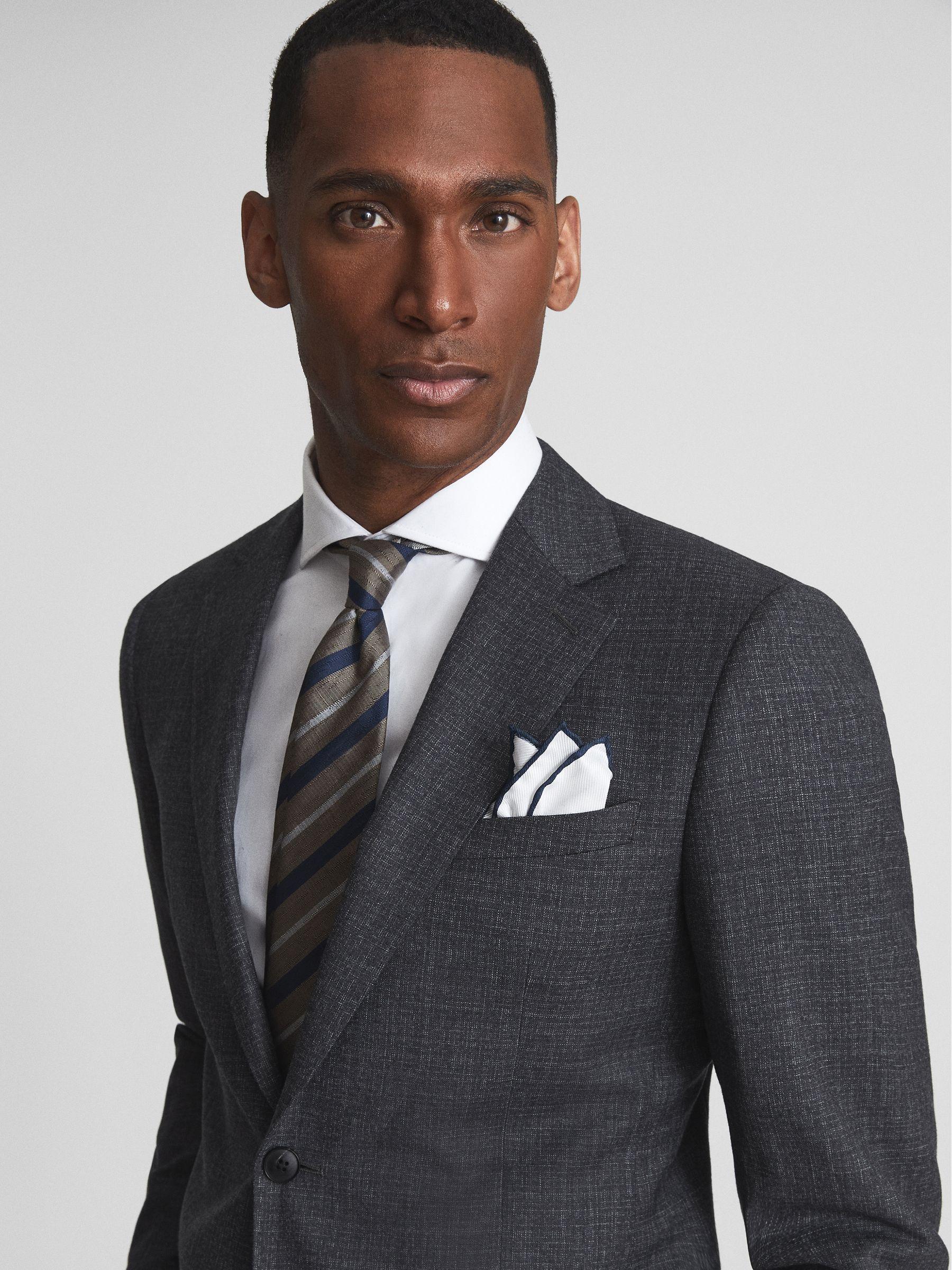 Slim Fit Textured Wool Blazer in Charcoal Product Image