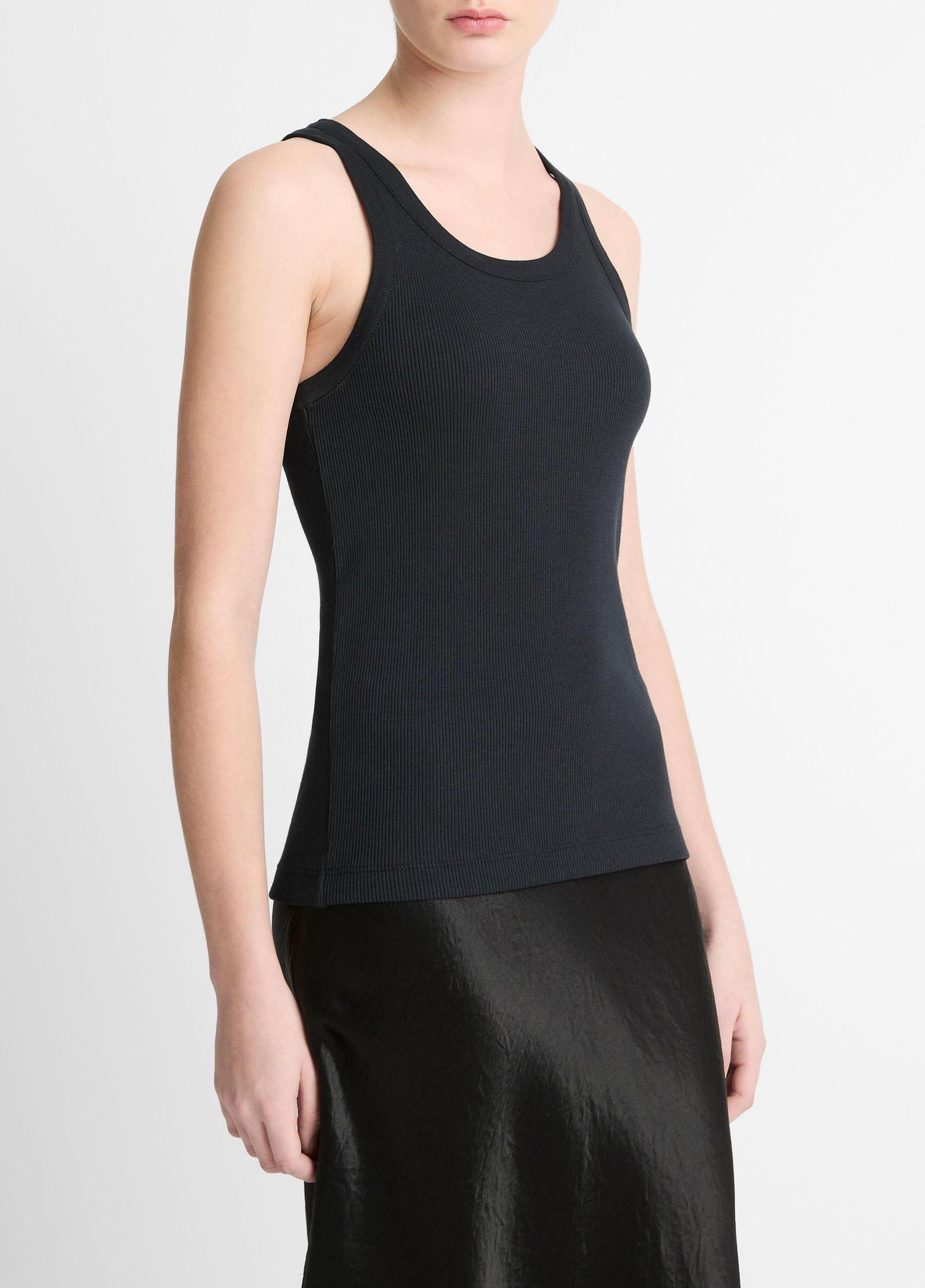 Womens Ribbed Scoop-Neck Tank, Optic White, Size S Vince Product Image