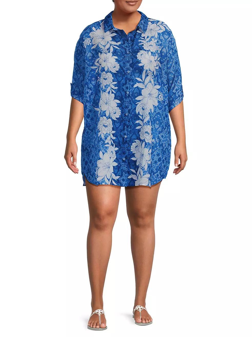 Clio Floral Cotton & Silk Mini Shirtdress Product Image