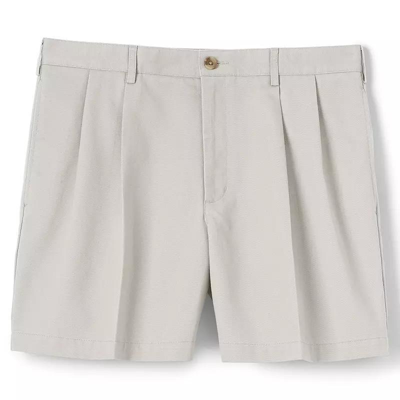 Mens Lands End Classic-Fit 6-inch No-Iron Pleated Chino Shorts Green Product Image