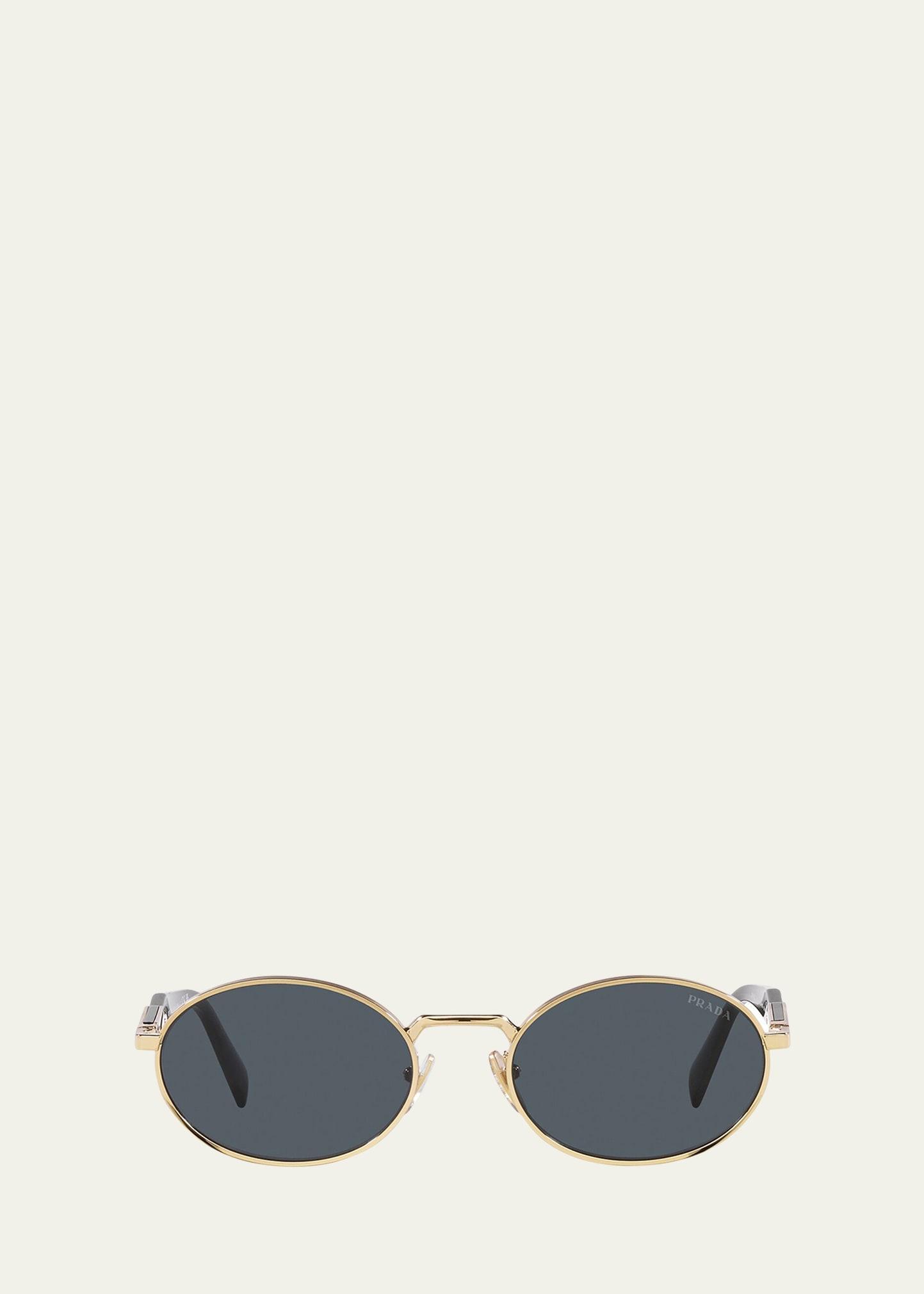 Engraved Logo Metal & Plastic Oval Sunglasses Product Image