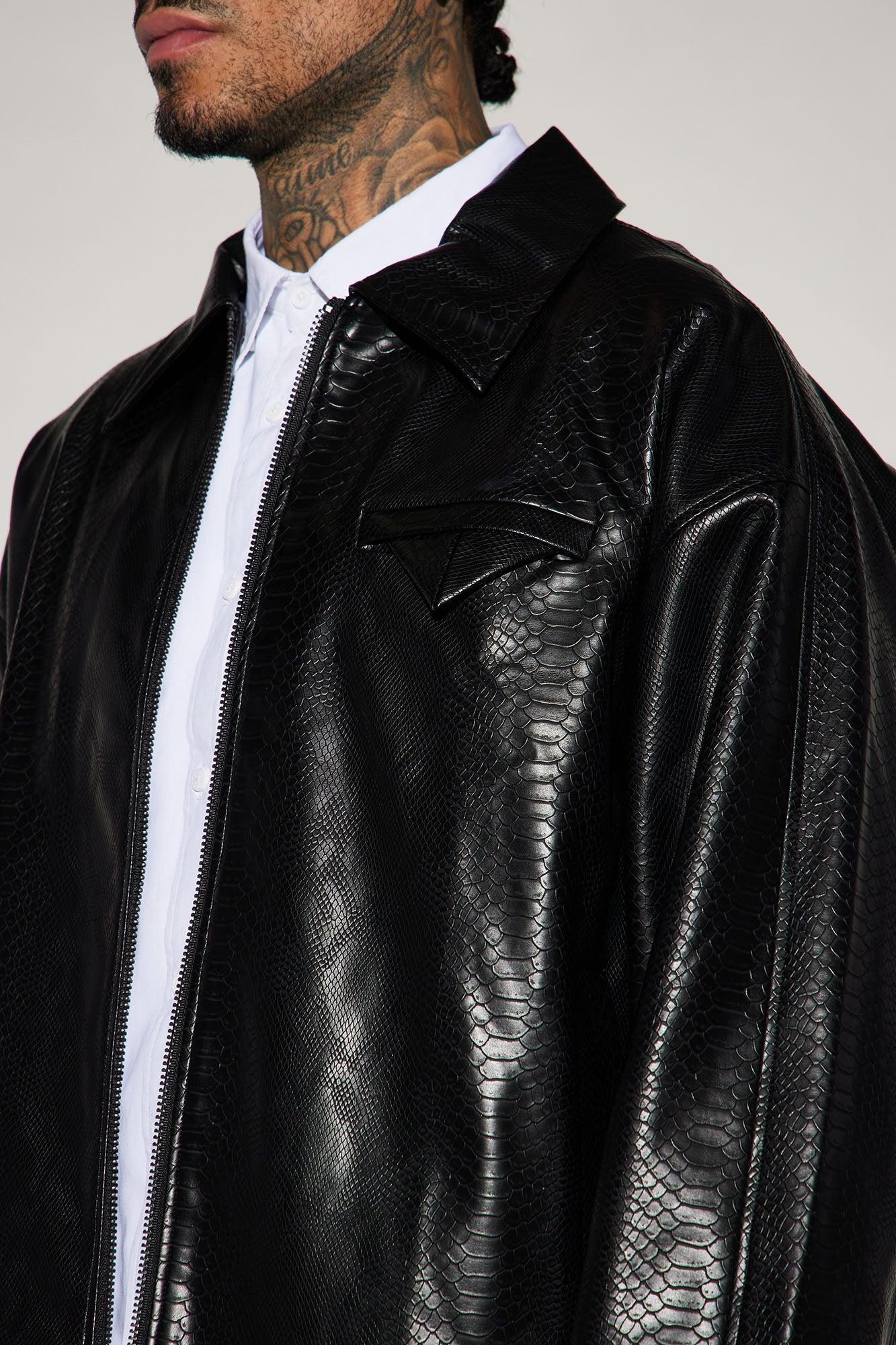 Sawyer Faux Python Cropped Jacket - Black Product Image