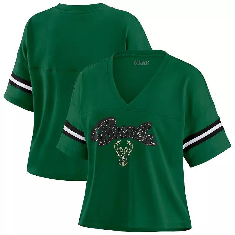 Womens WEAR by Erin Andrews Blue Orlando Magic Color Block Boxy V-Neck T-Shirt Product Image
