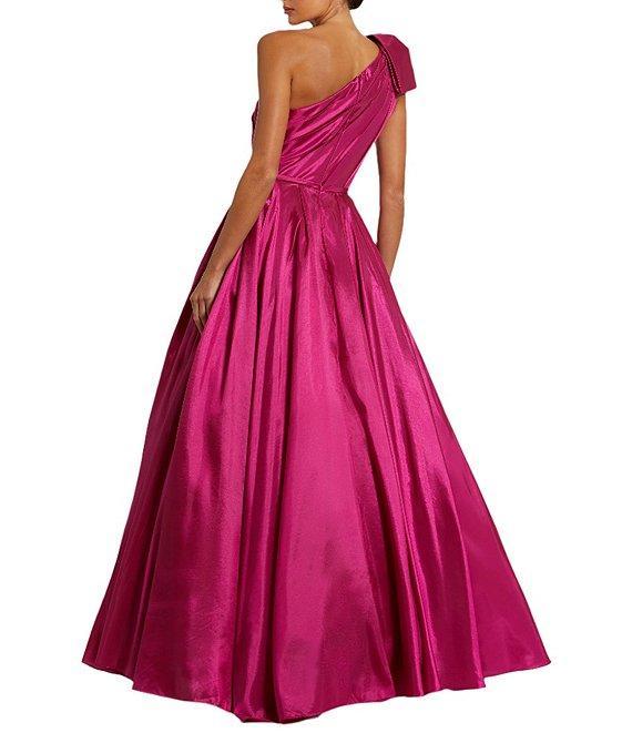 Mac Duggal Taffeta Faille One-Shoulder Neck Sleeveless Bow Detail Gown Product Image