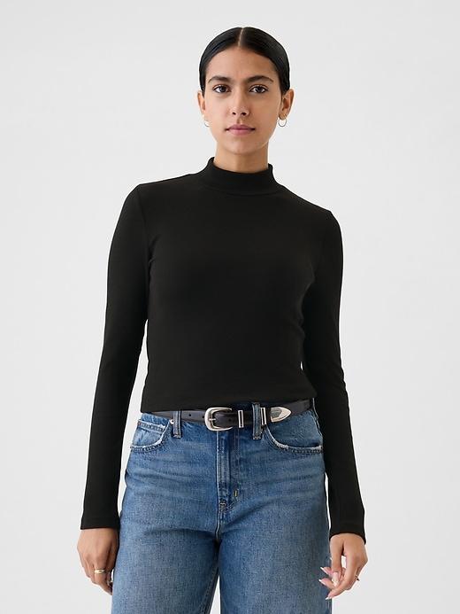Modern Rib Cropped Mockneck Shirt Product Image