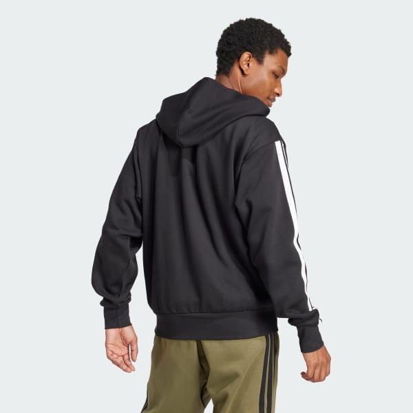 Men's adidas Essentials 3-Stripes Fleece Sportswear Zip Front Hoodie, Size: Medium, Medium Grey Grey Product Image