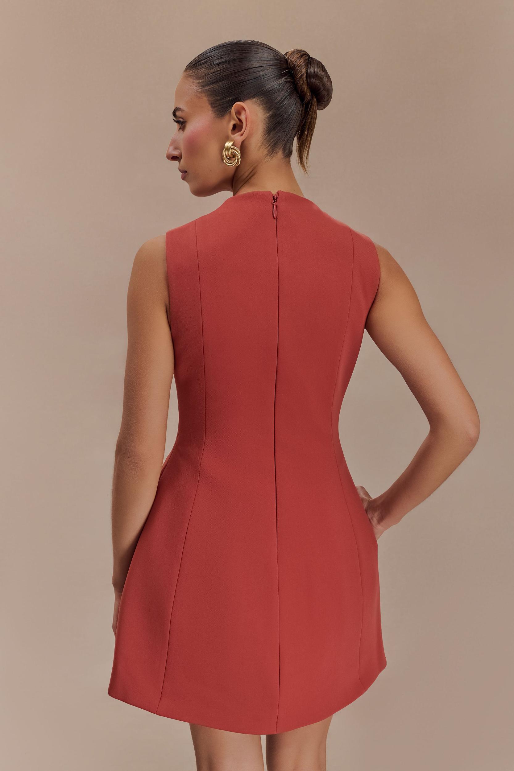 Winona Suiting Mini Dress With Cut Out - Chilli Product Image
