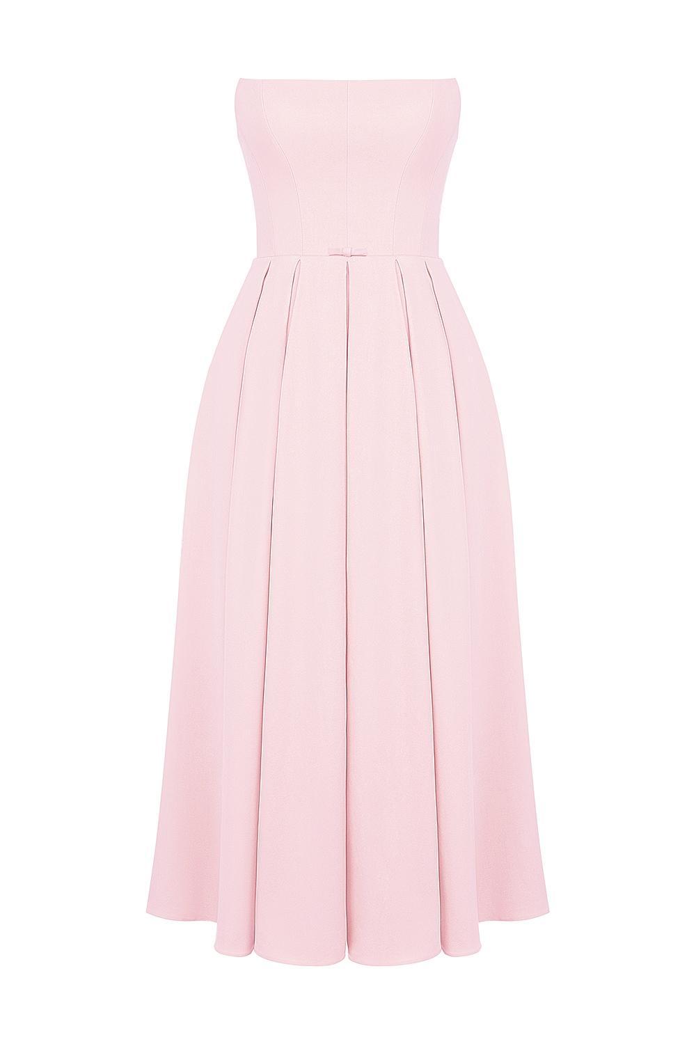 Contessa Parisian Pink Strapless Corset Midi Dress Product Image