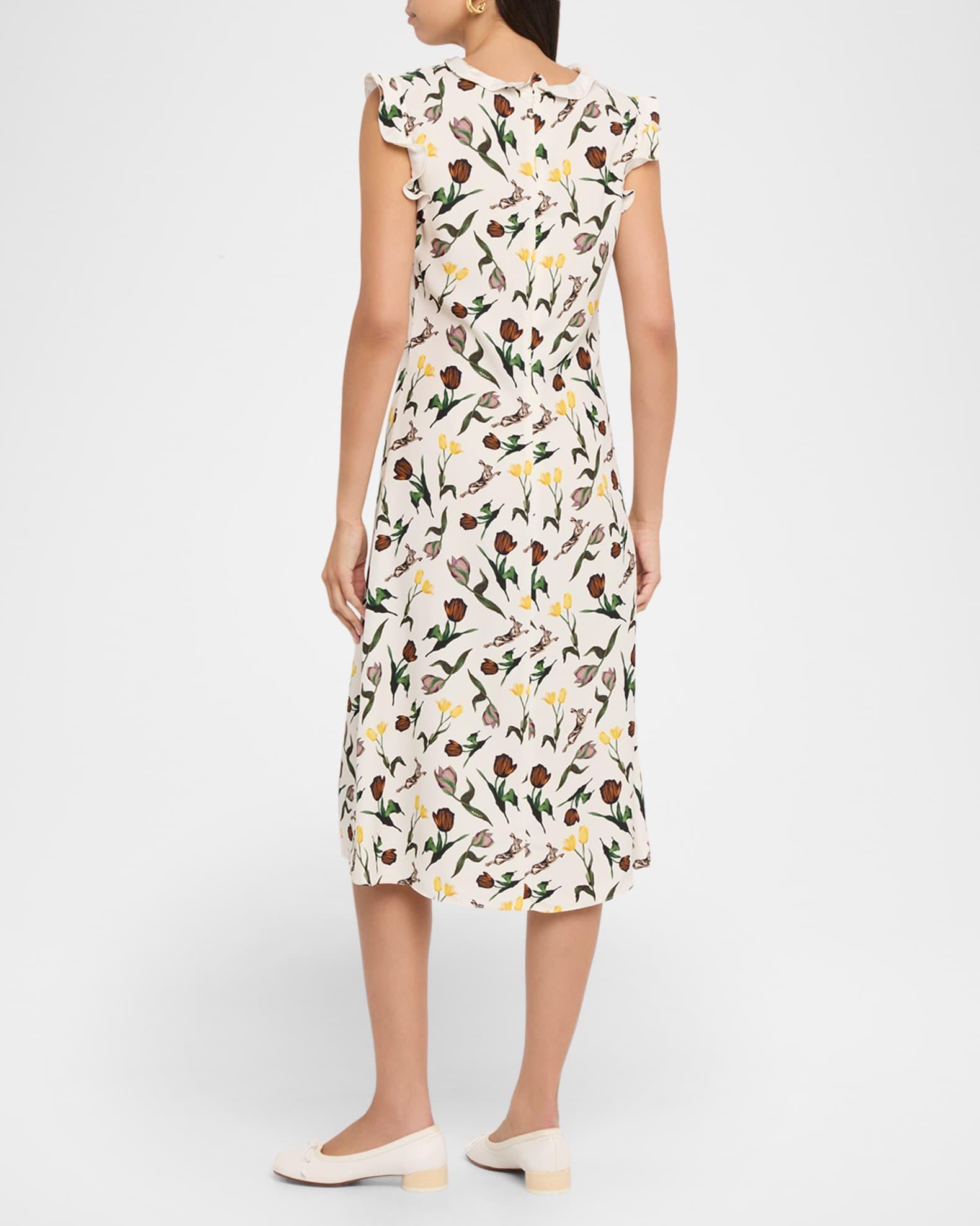 Floral Ruffle V-Neck Midi Dress Product Image