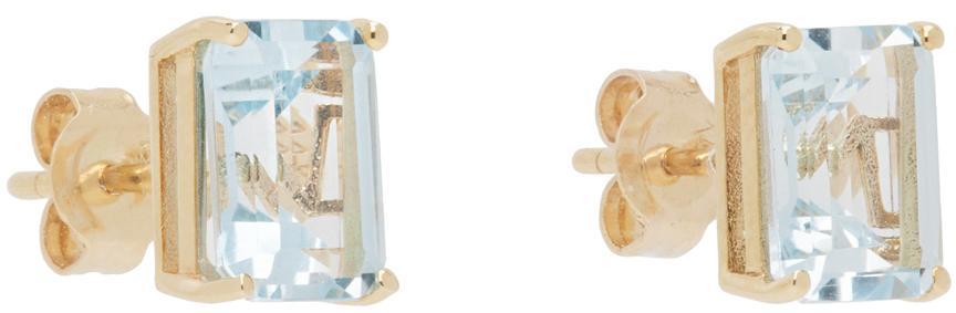 MATEO Gold & Blue Topaz Stud Earrings In 14kt - Yellow Product Image