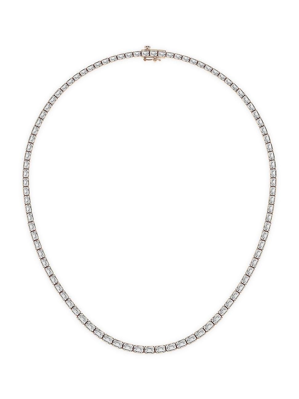 Womens 14K Rose Gold & Emerald-Cut Lab-Grown Diamond Tennis Necklace 10.00-22.00 TCW Product Image