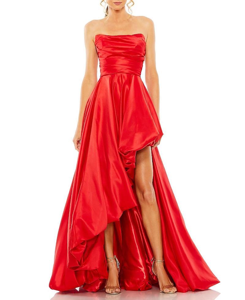 Womens Strapless High-Low Satin Gown Product Image