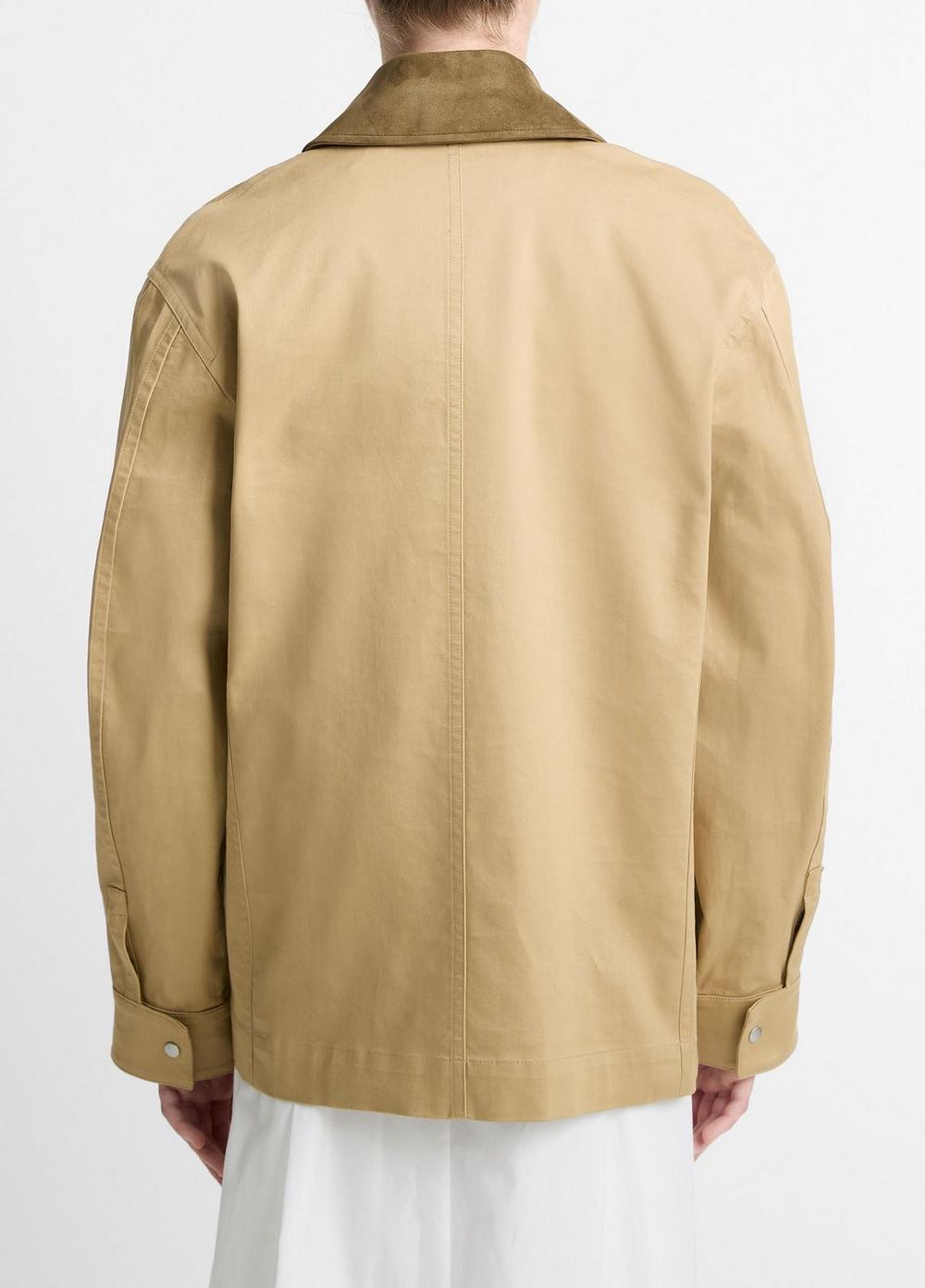 Womens Suede-Collar Cotton Utility Jacket, Beachwood, Size S Vince Product Image