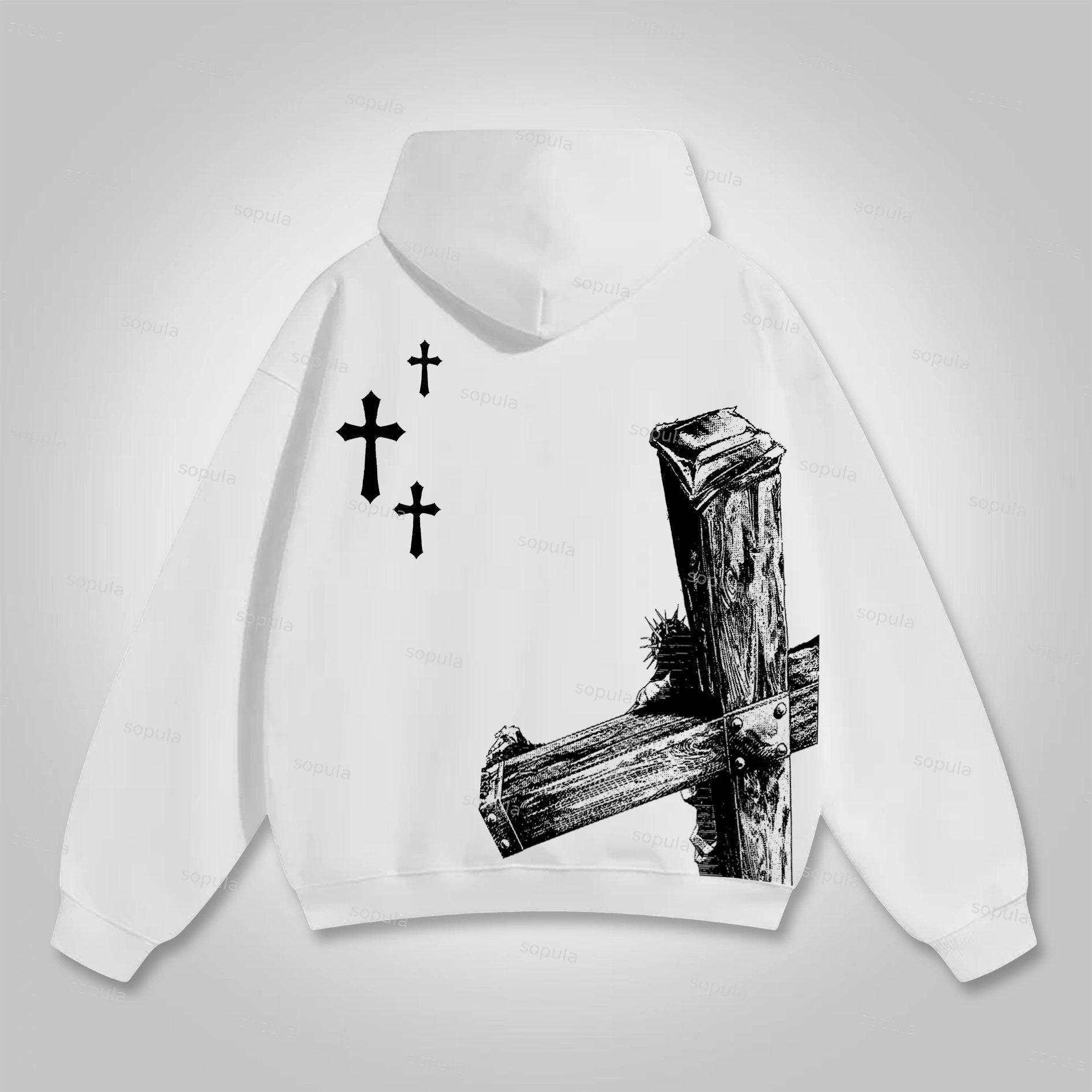 Sopula Men's Jesus Saves Graphic Cross Pocket Hoodie Product Image