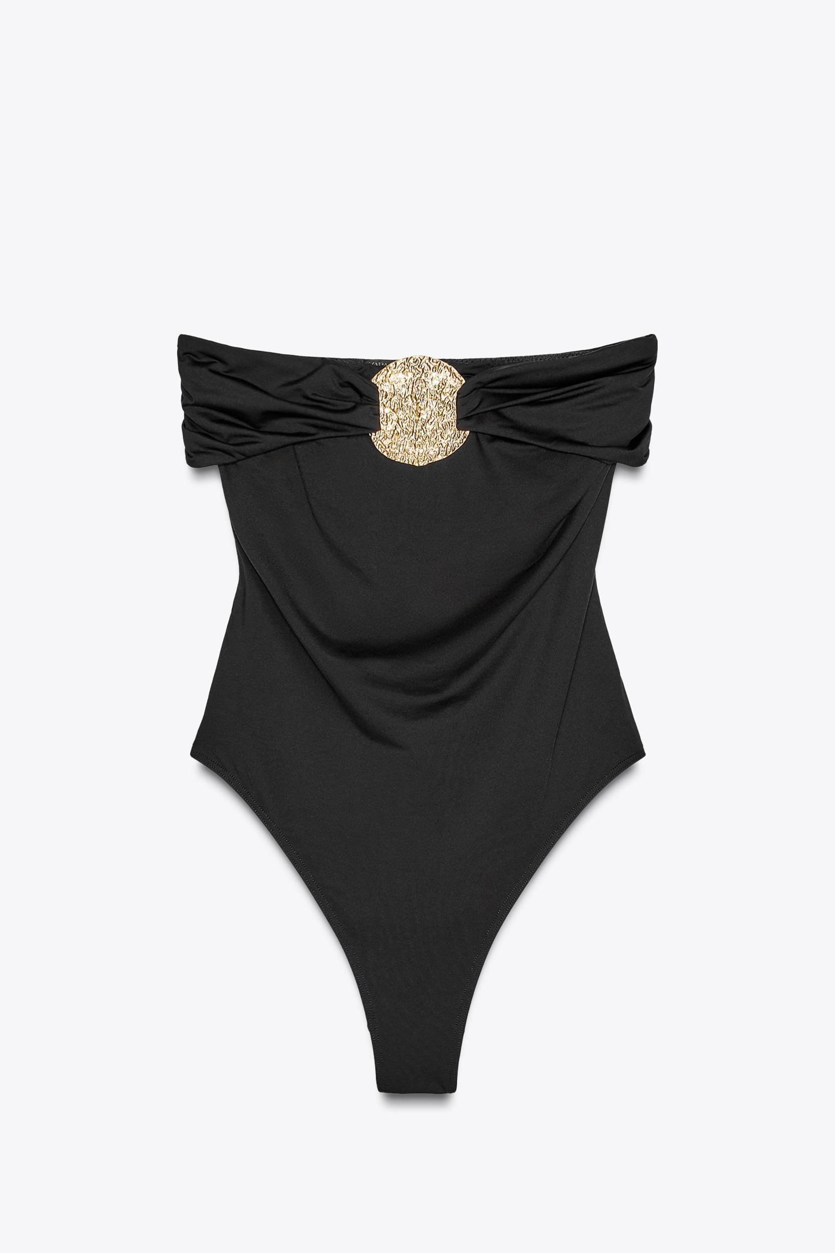 METAL TRIM BANDEAU SWIMSUIT Product Image
