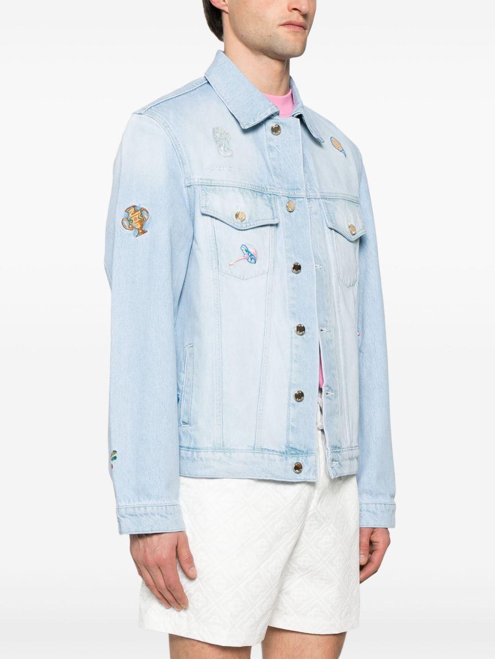 embroidered denim jacket Product Image