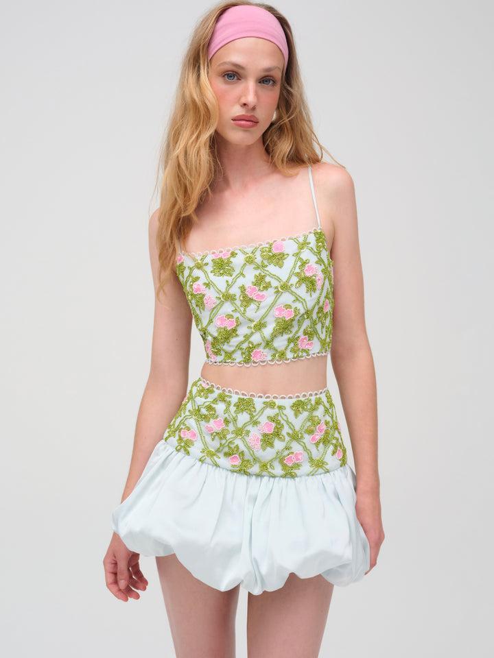 Bridget Beaded Mini Skirt — Blue Product Image