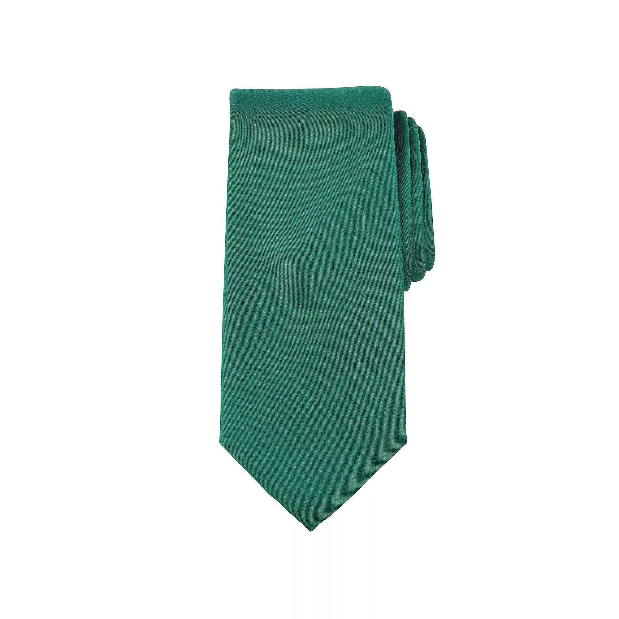 Men's Bespoke Solid Sateen Slim Tie, Green Sateen Product Image
