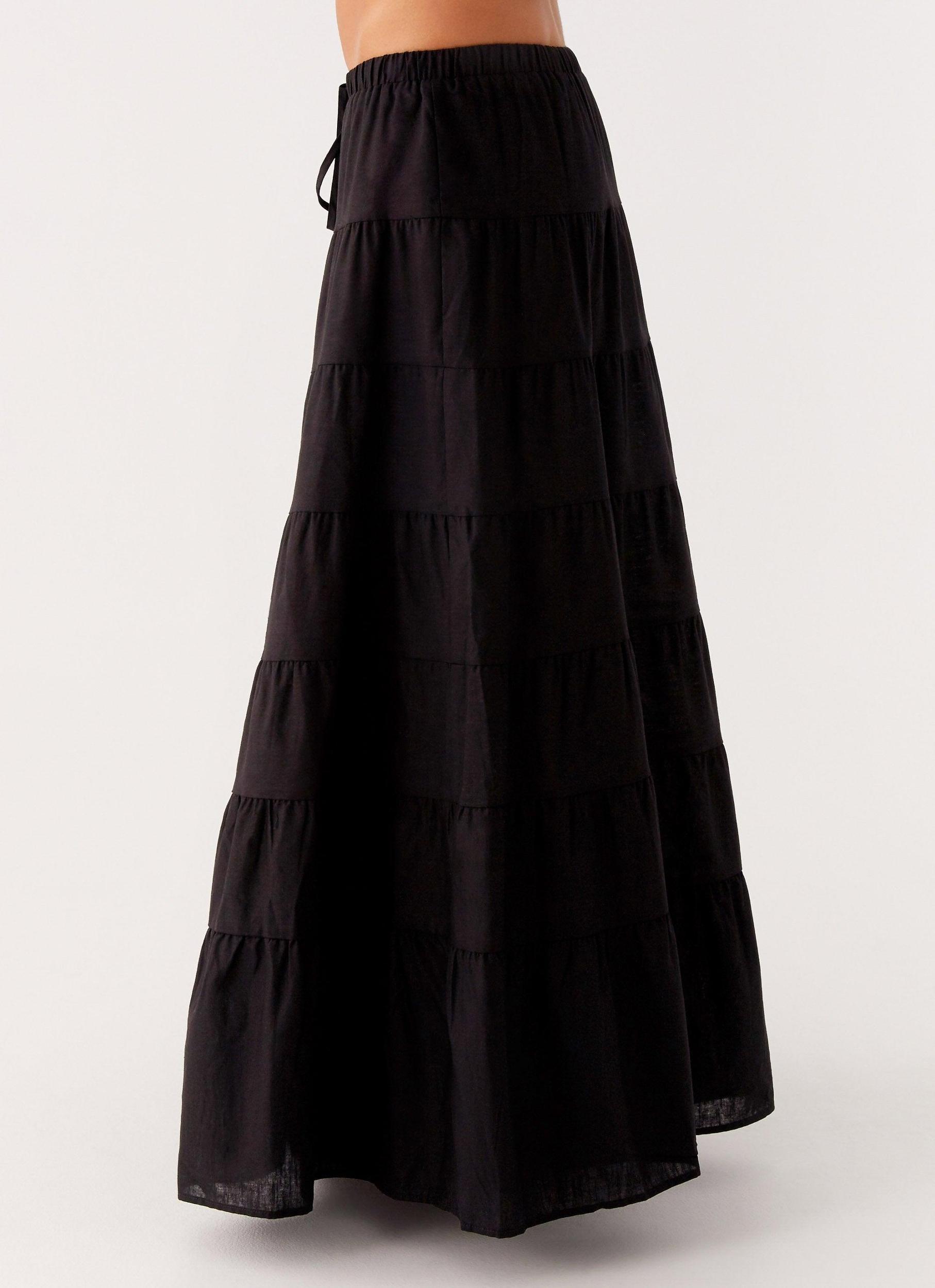 Mariella Linen Maxi Skirt - Black Product Image