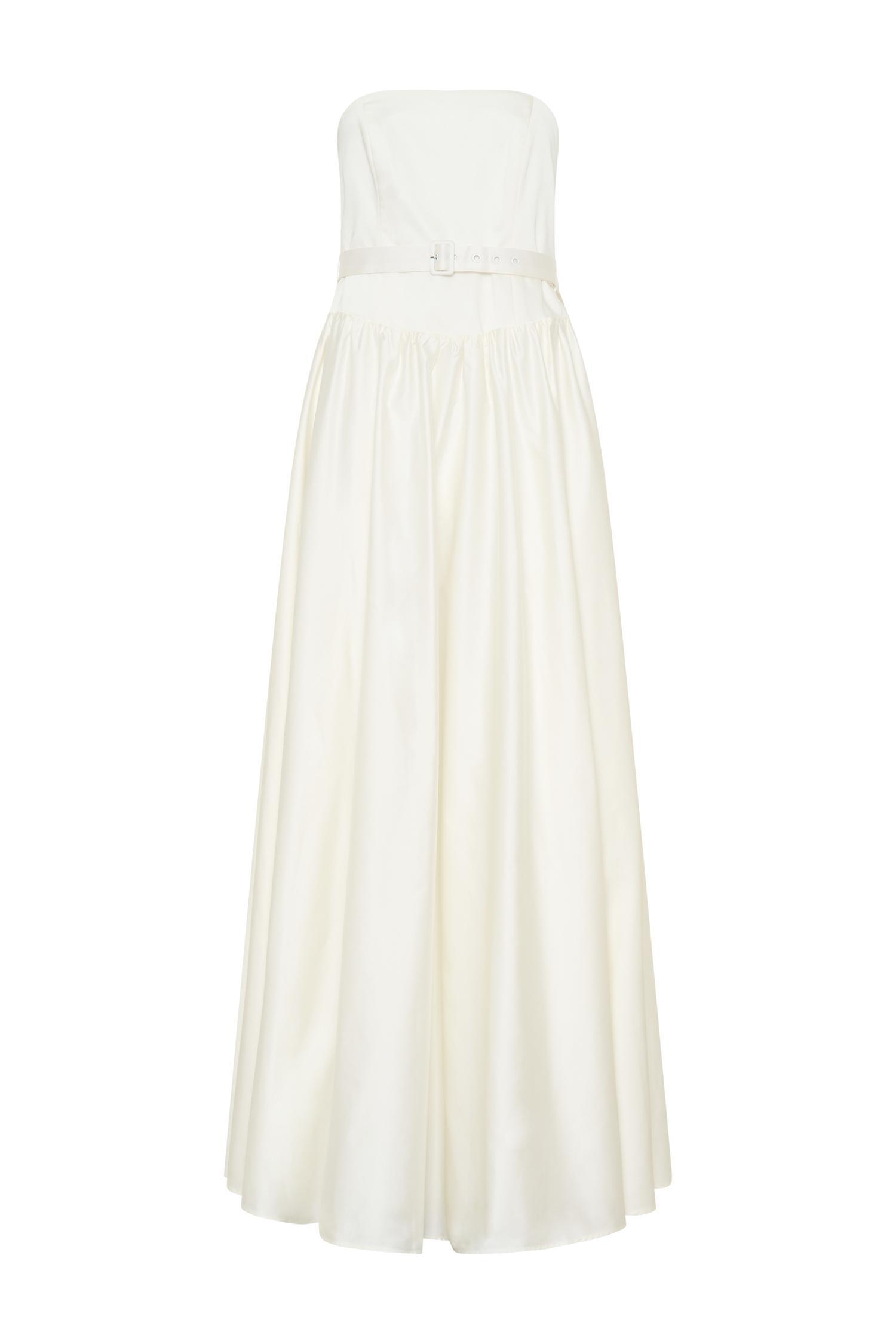 Florence Strapless Belted Maxi Dress - White Product Image