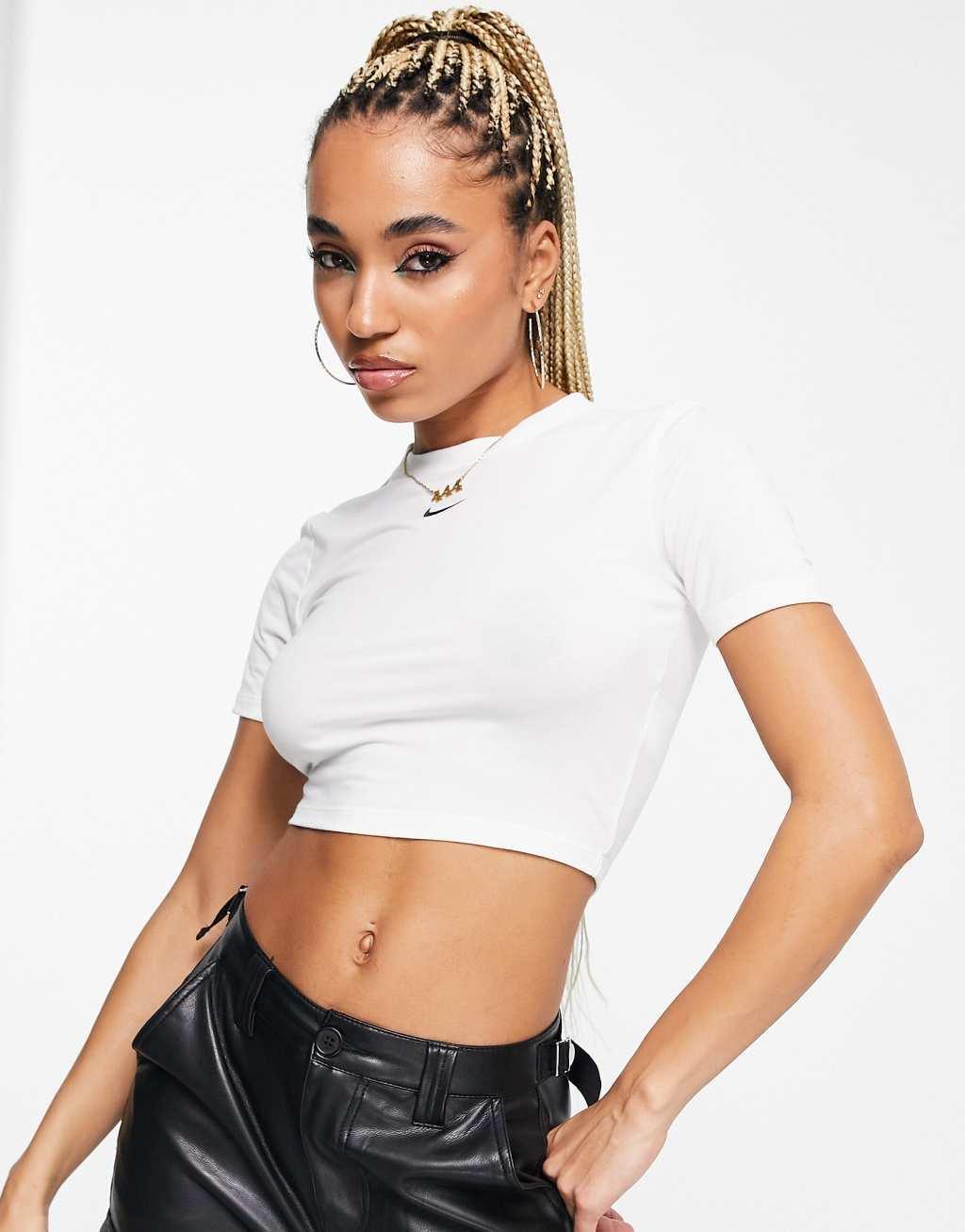 Nike Womens Sportswear Essential Slim-Fit Crop T-Shirt Product Image