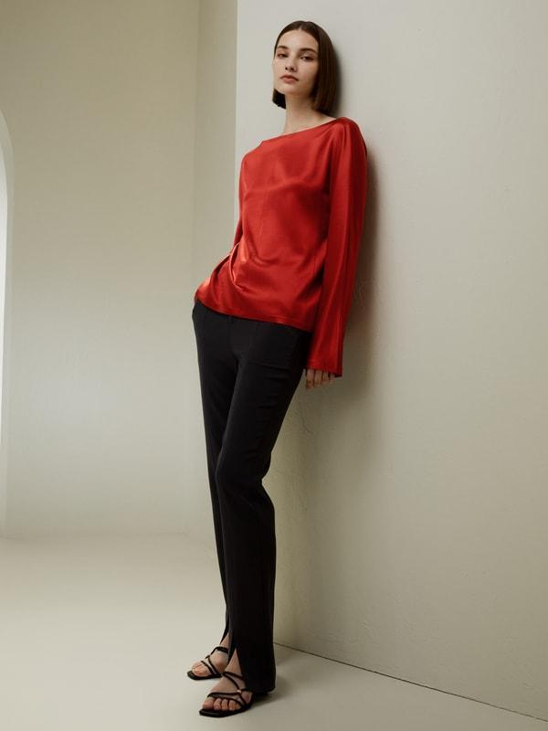 Minimalist Shiny Silk Top Product Image