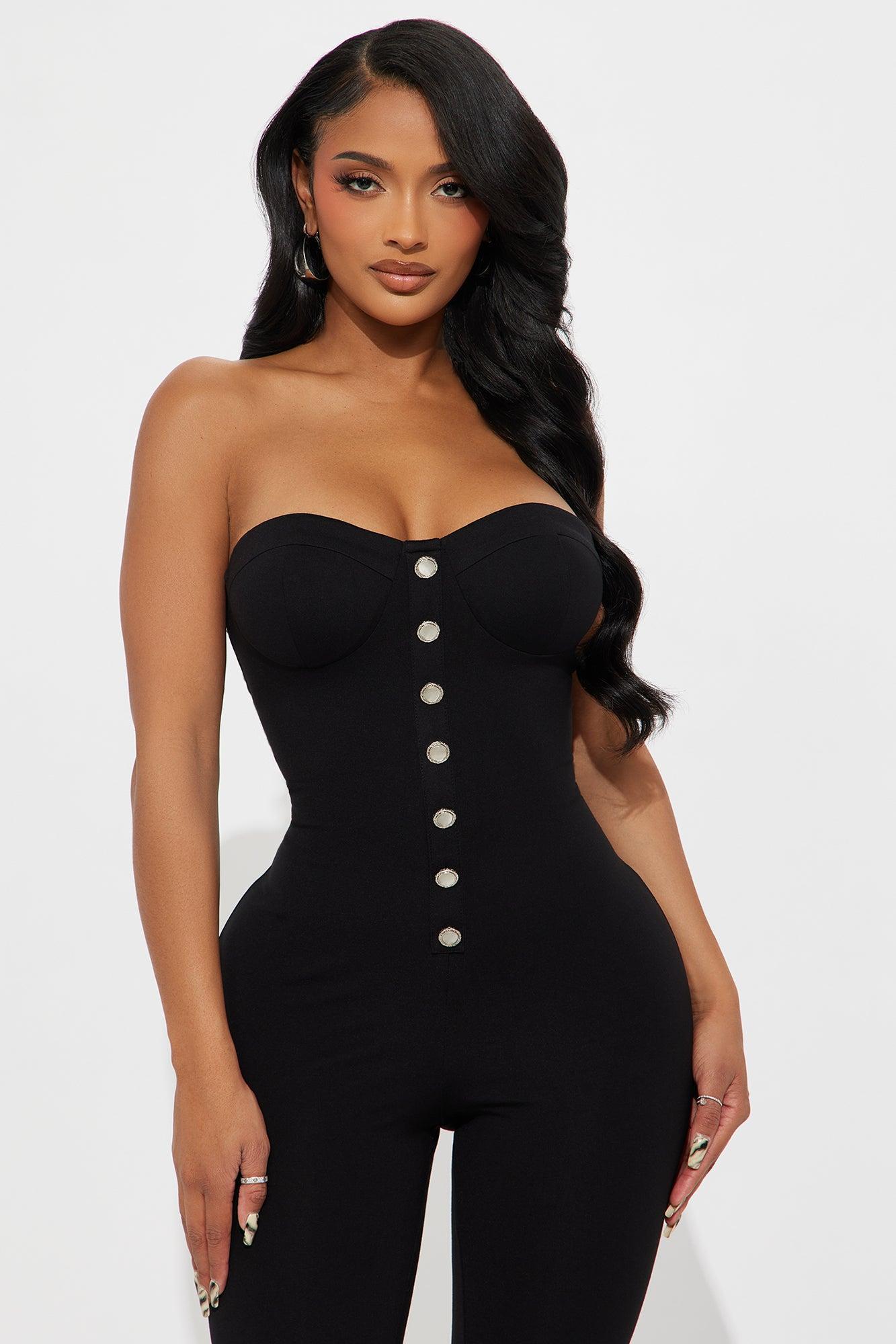 Modern Muse Strapless Capri Jumpsuit - Black Product Image