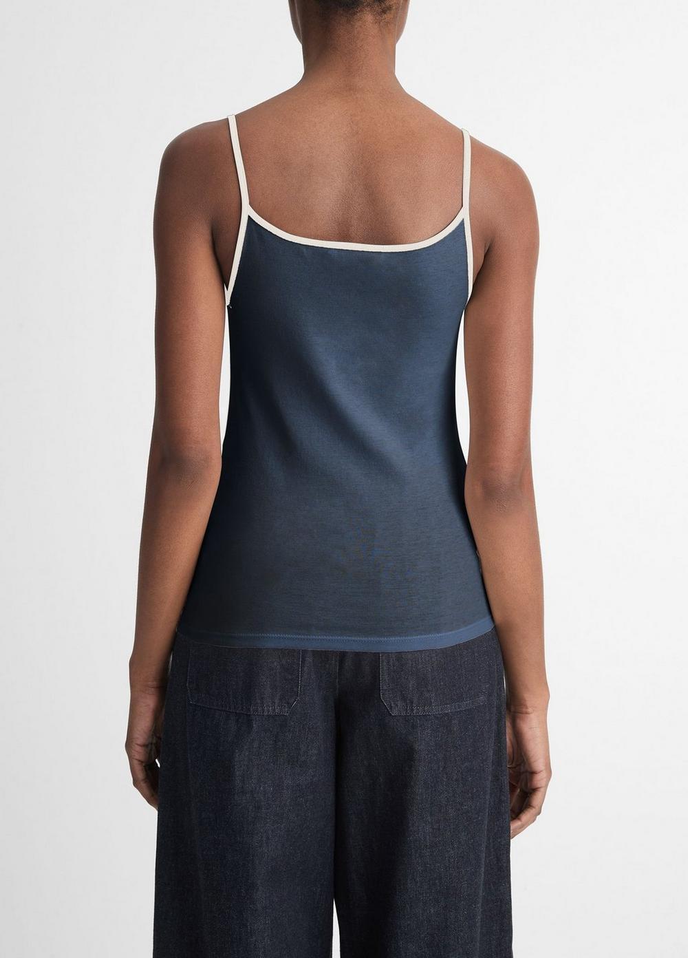 Womens Pima Cotton Tipped Camisole, Deep Lake/flaxen, Size XS Vince Product Image