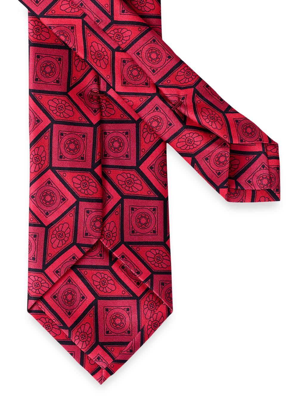 Medallion Printed Italian Silk Tie - Red Product Image