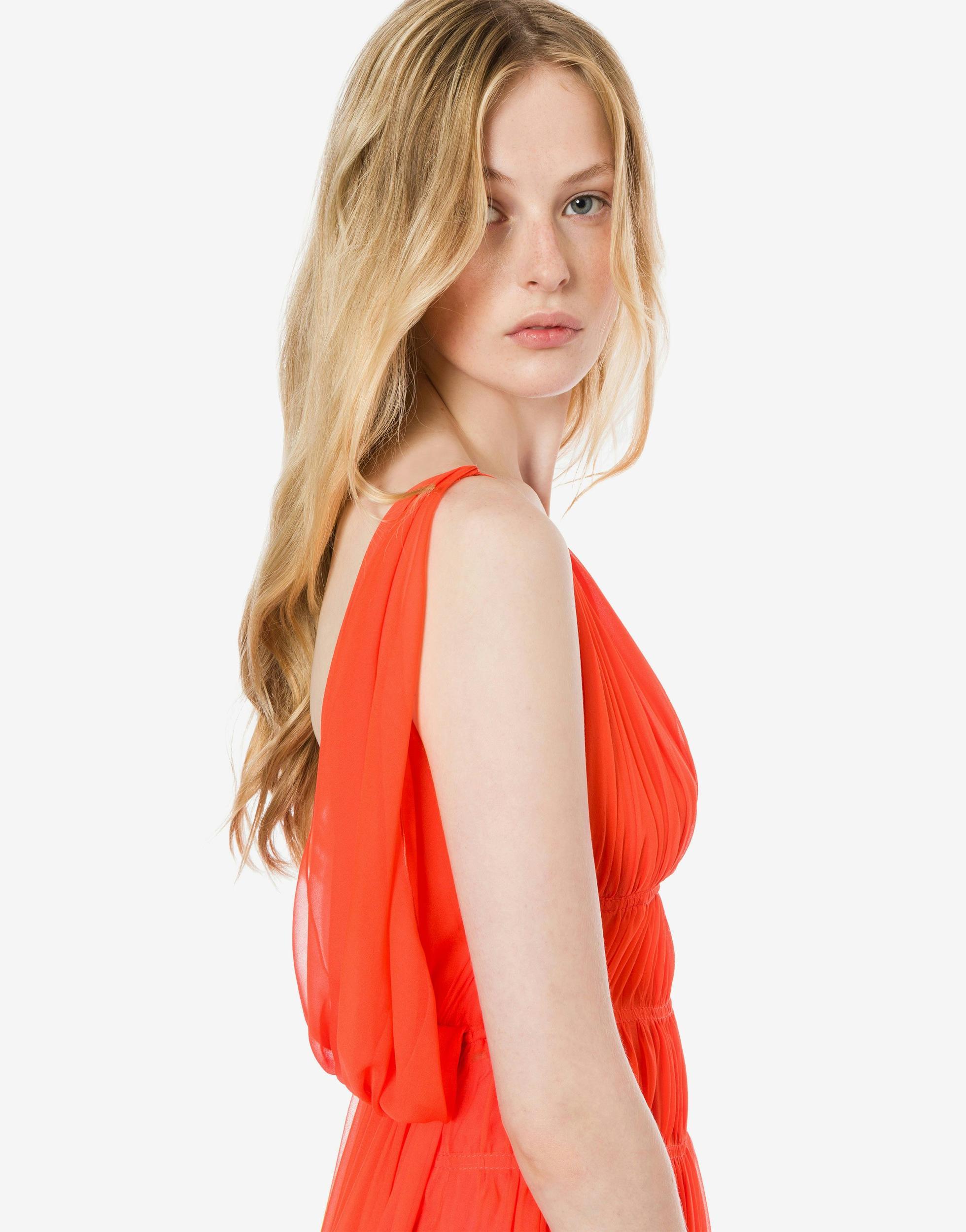 Organic chiffon minidress with drape Product Image