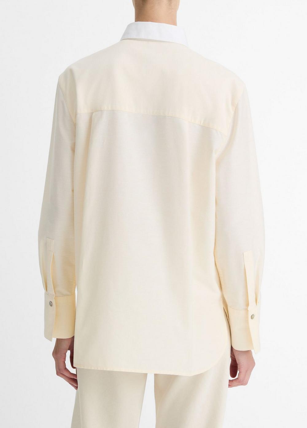 Contrast-Collar Cotton Oxford Shirt Product Image