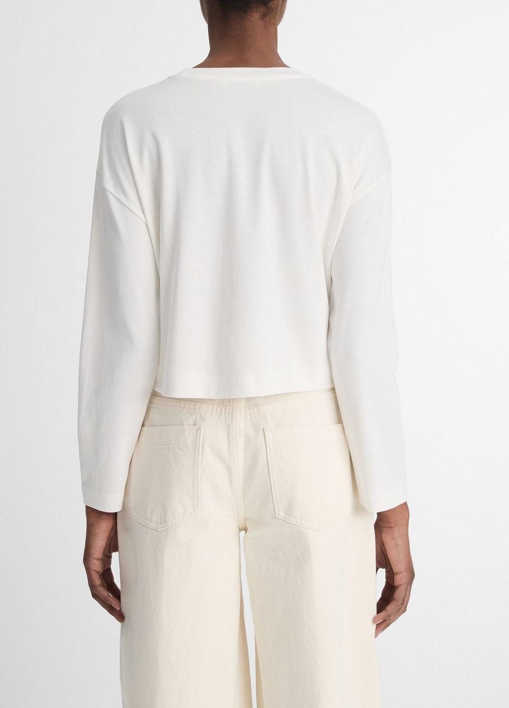 Womens Pima Cotton Long-Sleeve Cropped T-Shirt, Rye, Size XXS Vince Product Image