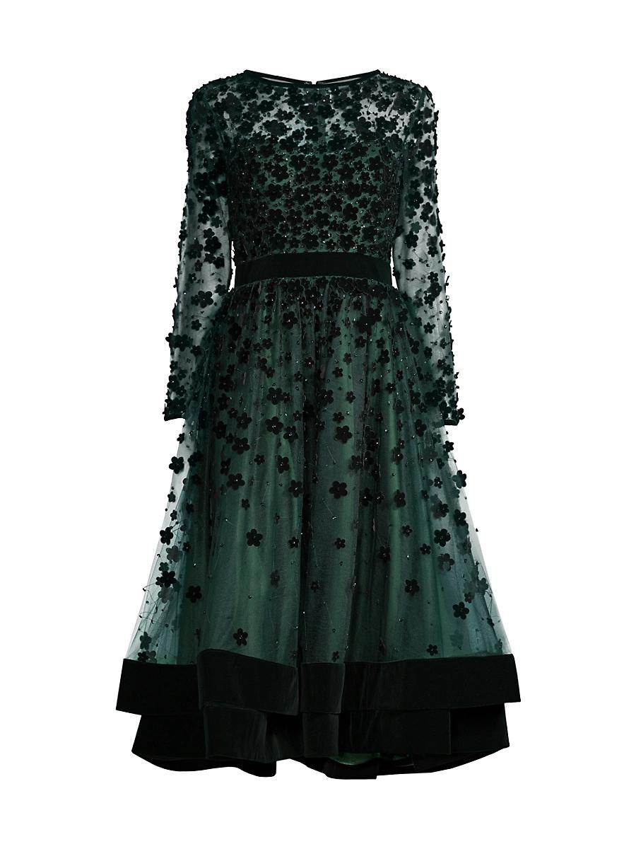 Womens Floral Appliqu Tea Dress Product Image