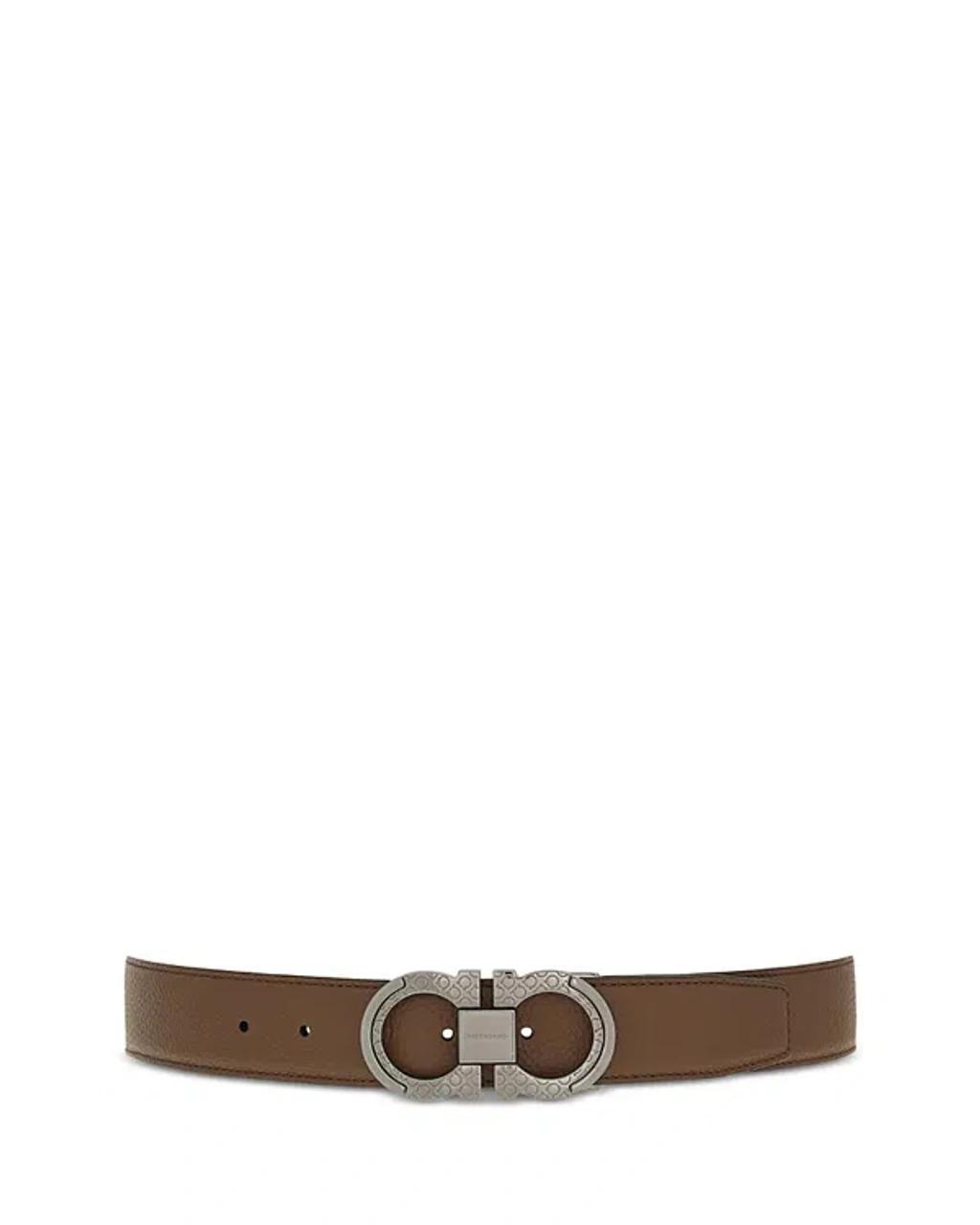 Ferragamo Mens Double Gancini Reversible Leather Belt Product Image