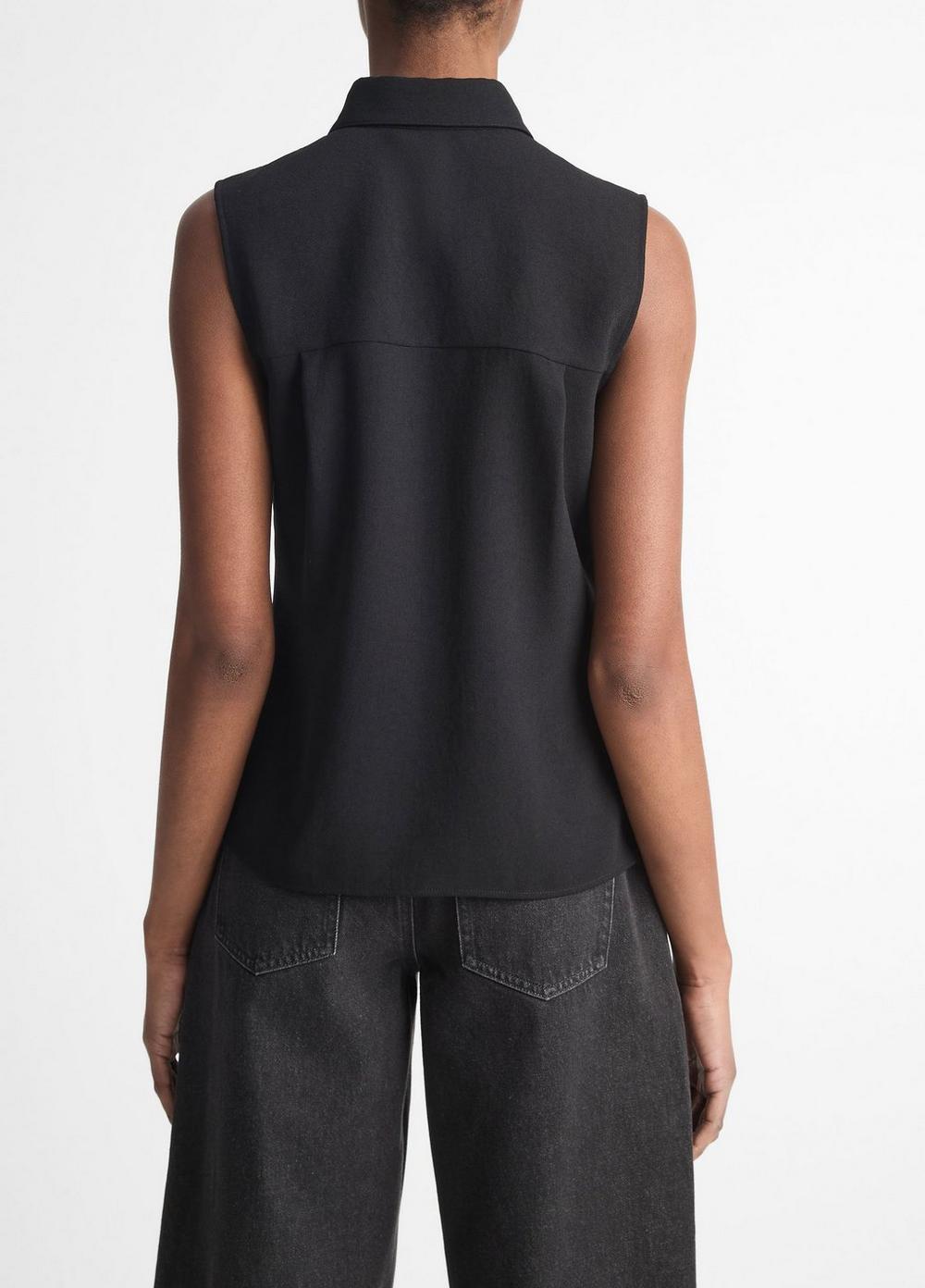 Womens Sleeveless Button-Front Shirt, Off White, Size L Vince Product Image