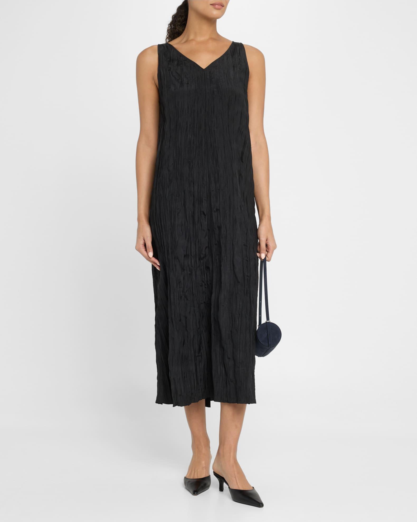 Sleeveless Crinkled Silk Midi Dress Product Image