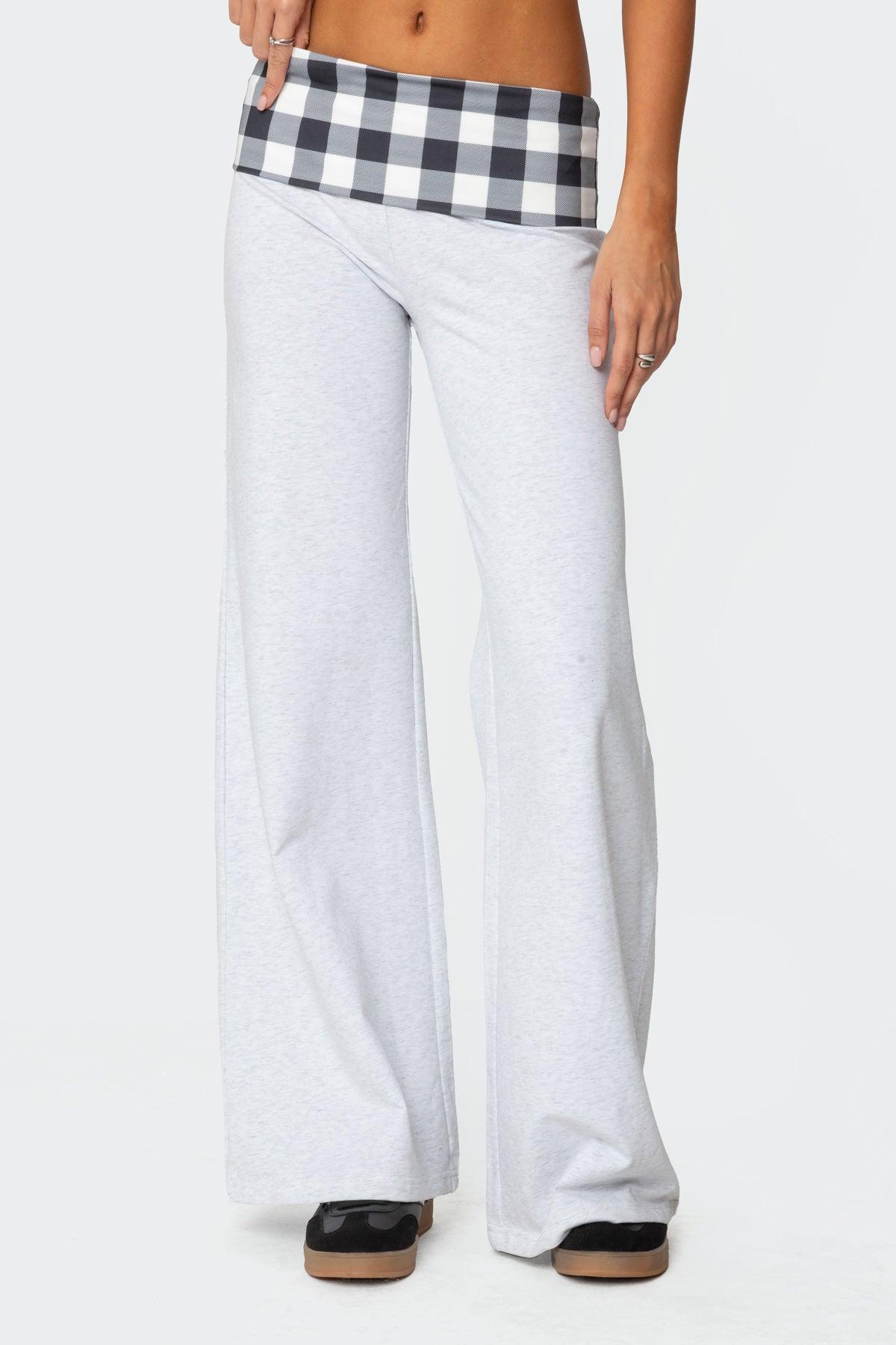 Beth Gingham Fold Over Pants Product Image