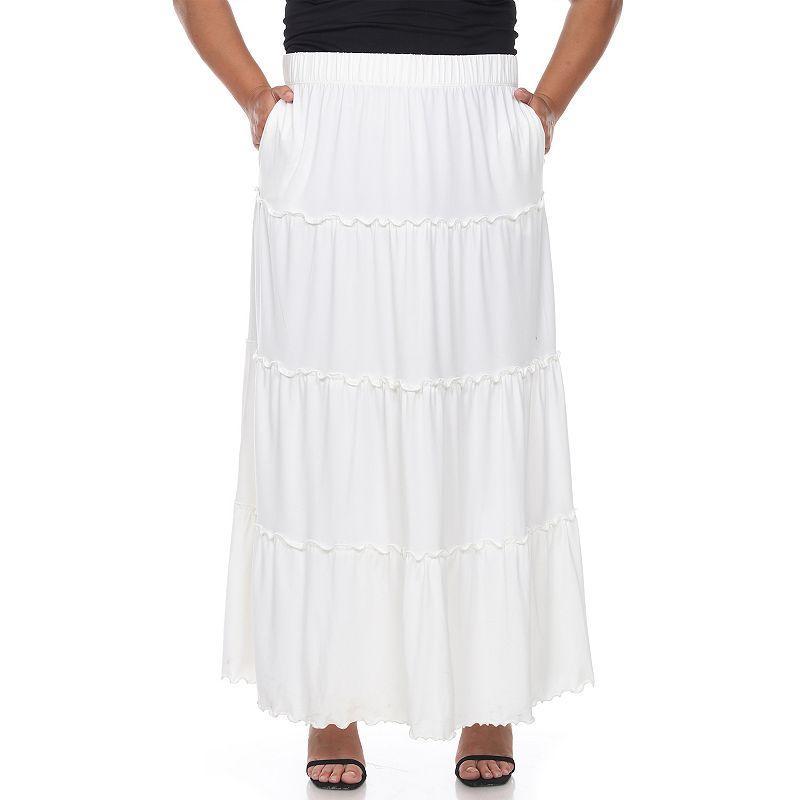 White Mark Plus Size Tiered Maxi Skirt Product Image
