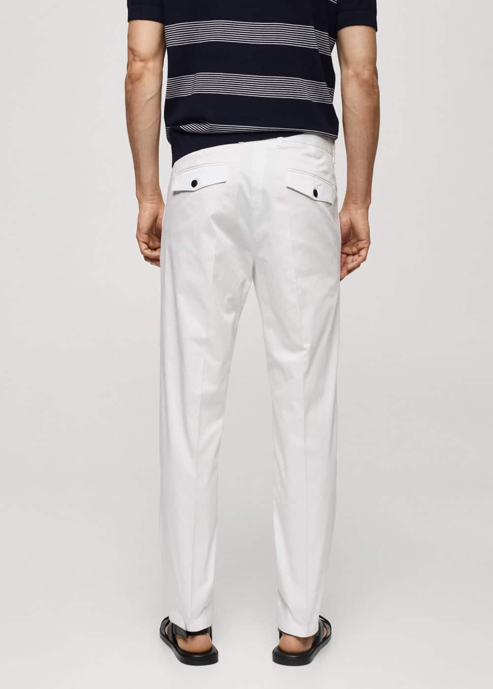 Regular fit structure cotton trousers - Men | MANGO USA Product Image