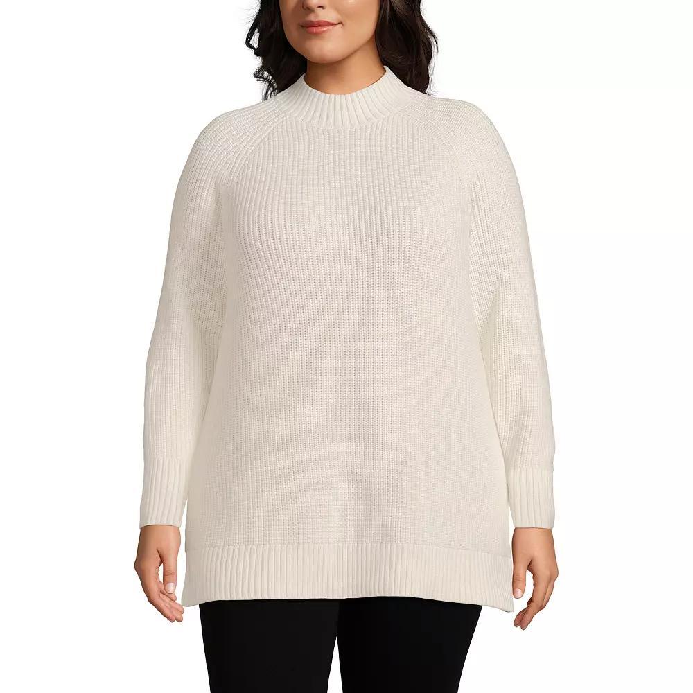Plus Size Lands' End Drifter Shaker Easy Fit Mockneck Tunic Sweater, Women's, Size: 1XL, Fresh Ivory Product Image