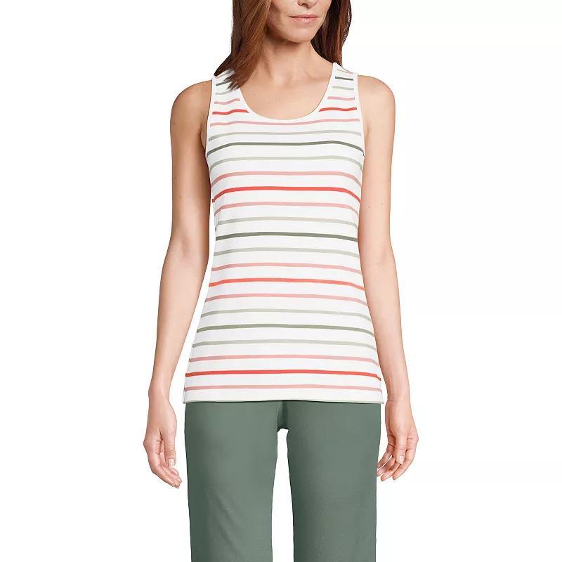 Women's Lands' End Cotton Tank Top, Size: XS, Green Graphic Floral Product Image