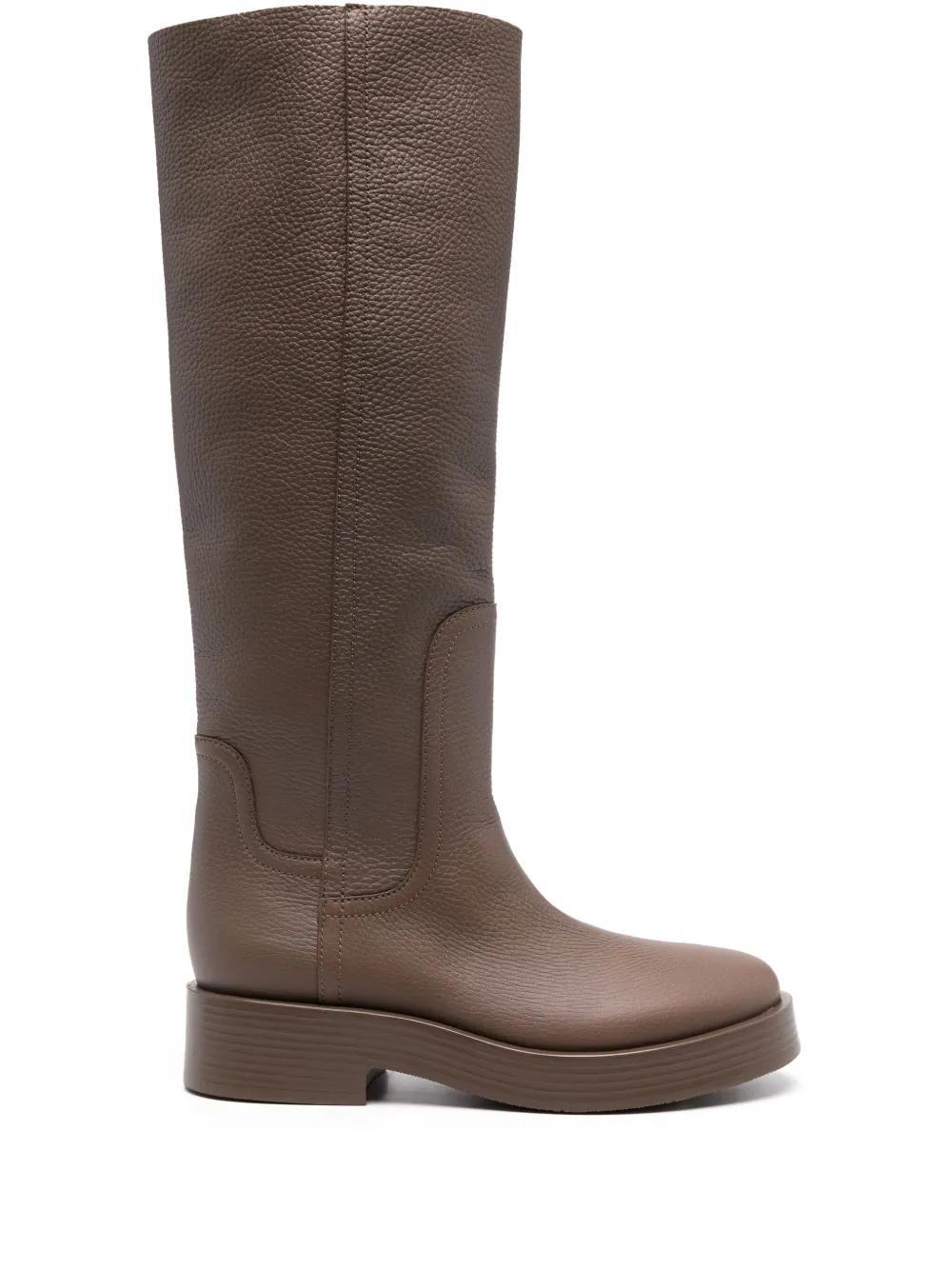 CASADEI Knee-high Leather Boots In Gray Product Image