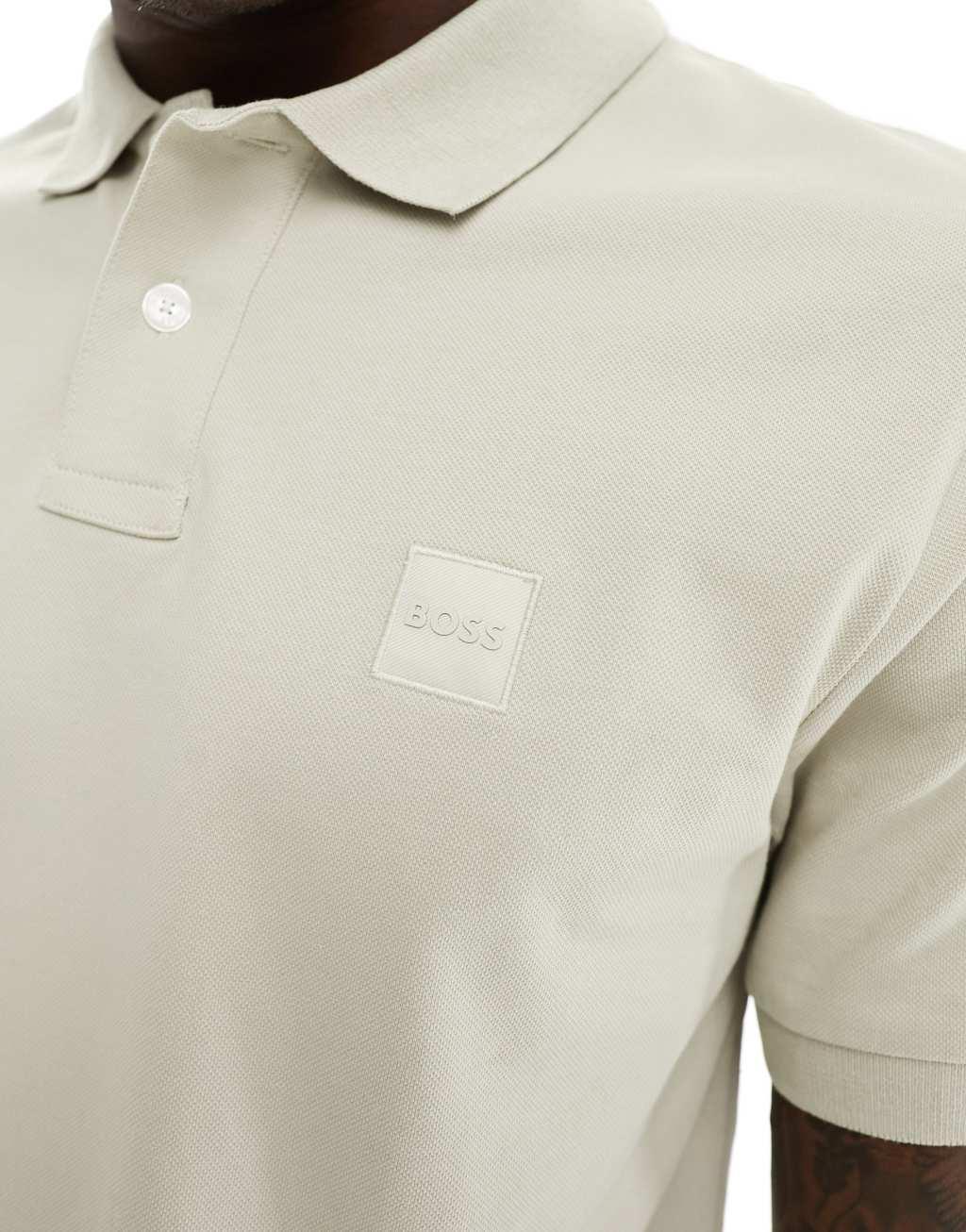 BOSS Orange Passenger slim fit polo in light beige Product Image