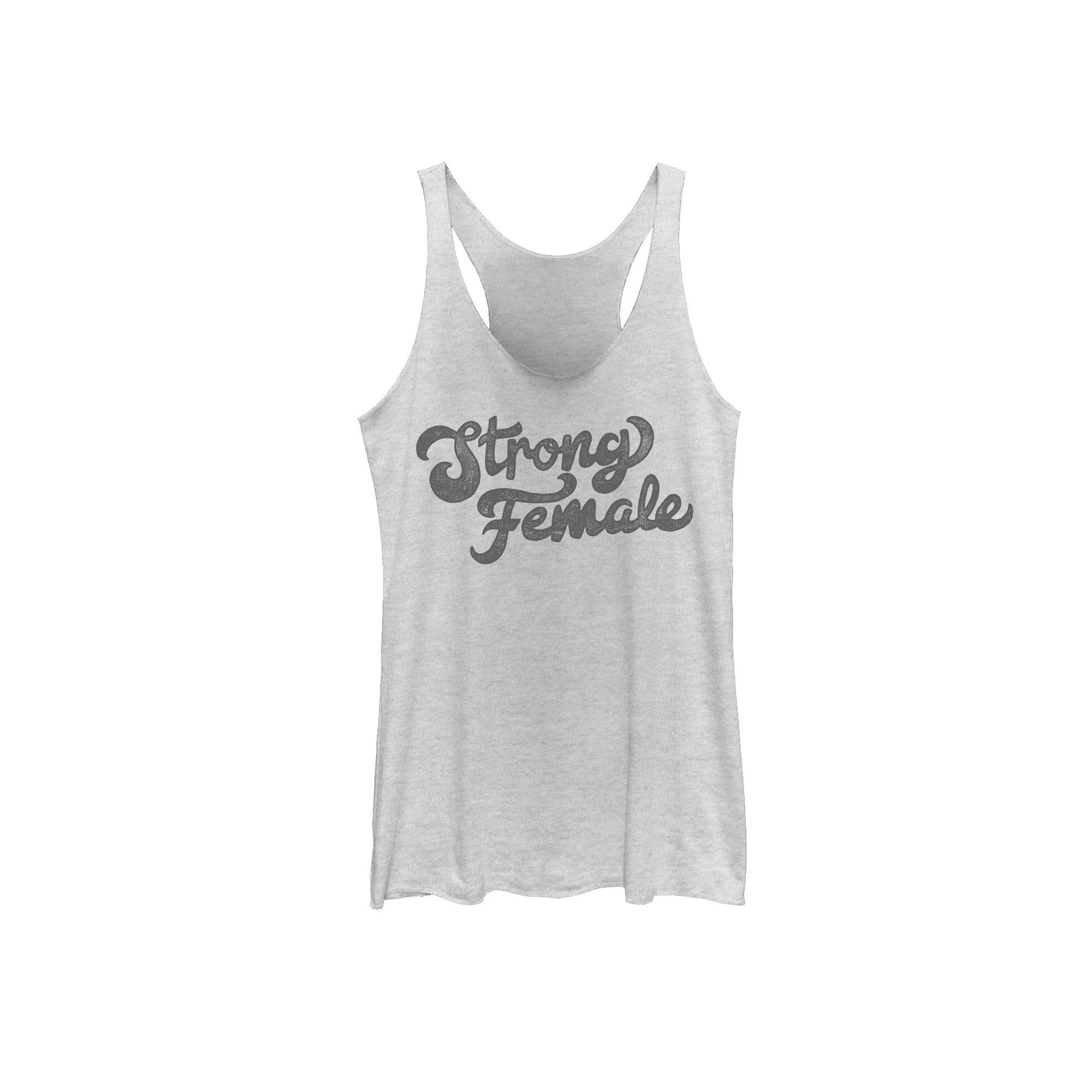 Juniors' Strong Female Retro Text Women's Empowerment Tank Top, Girl's, Size: XL, White Grey Product Image