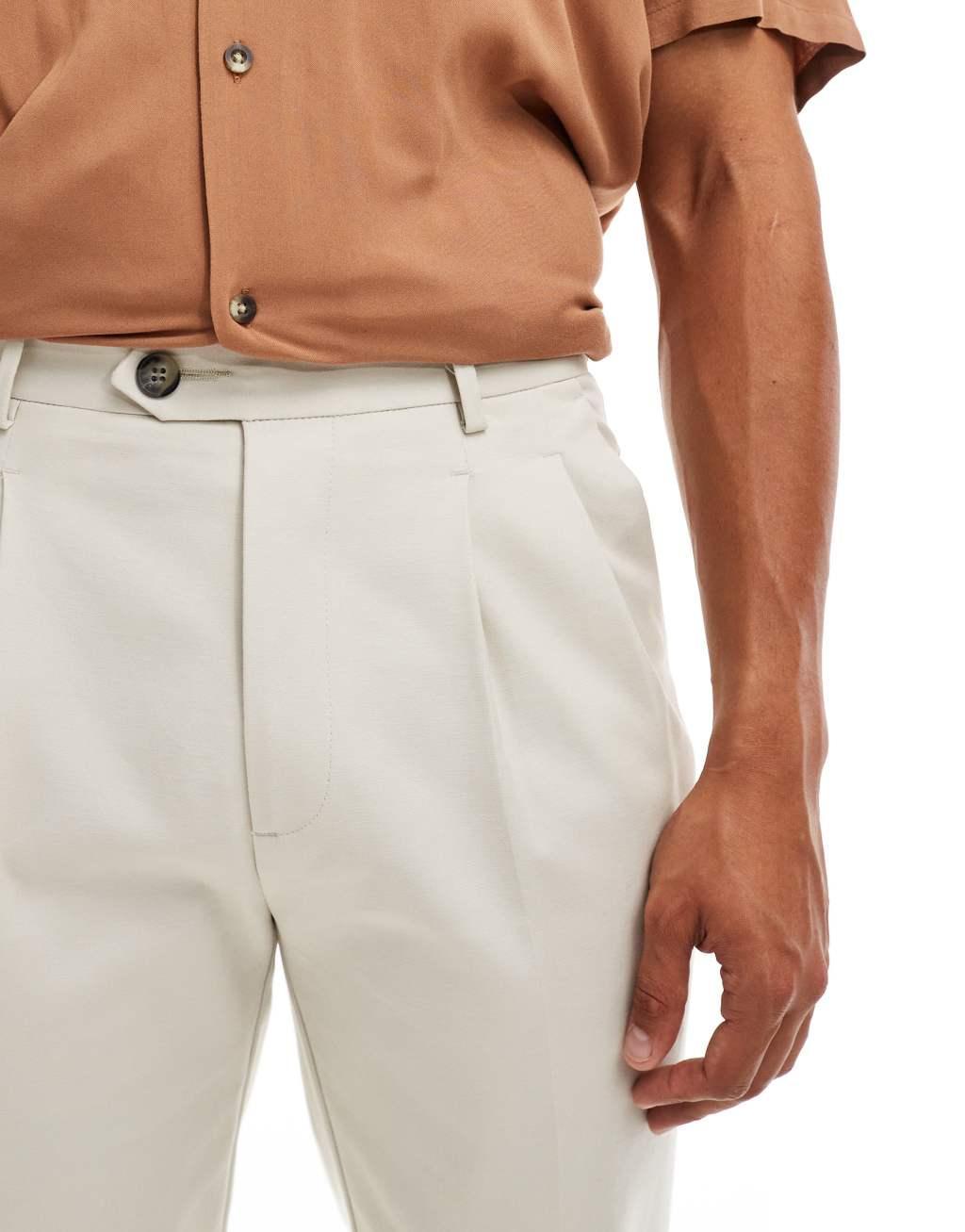 ASOS DESIGN smart premium tapered chino pants in ecru Product Image