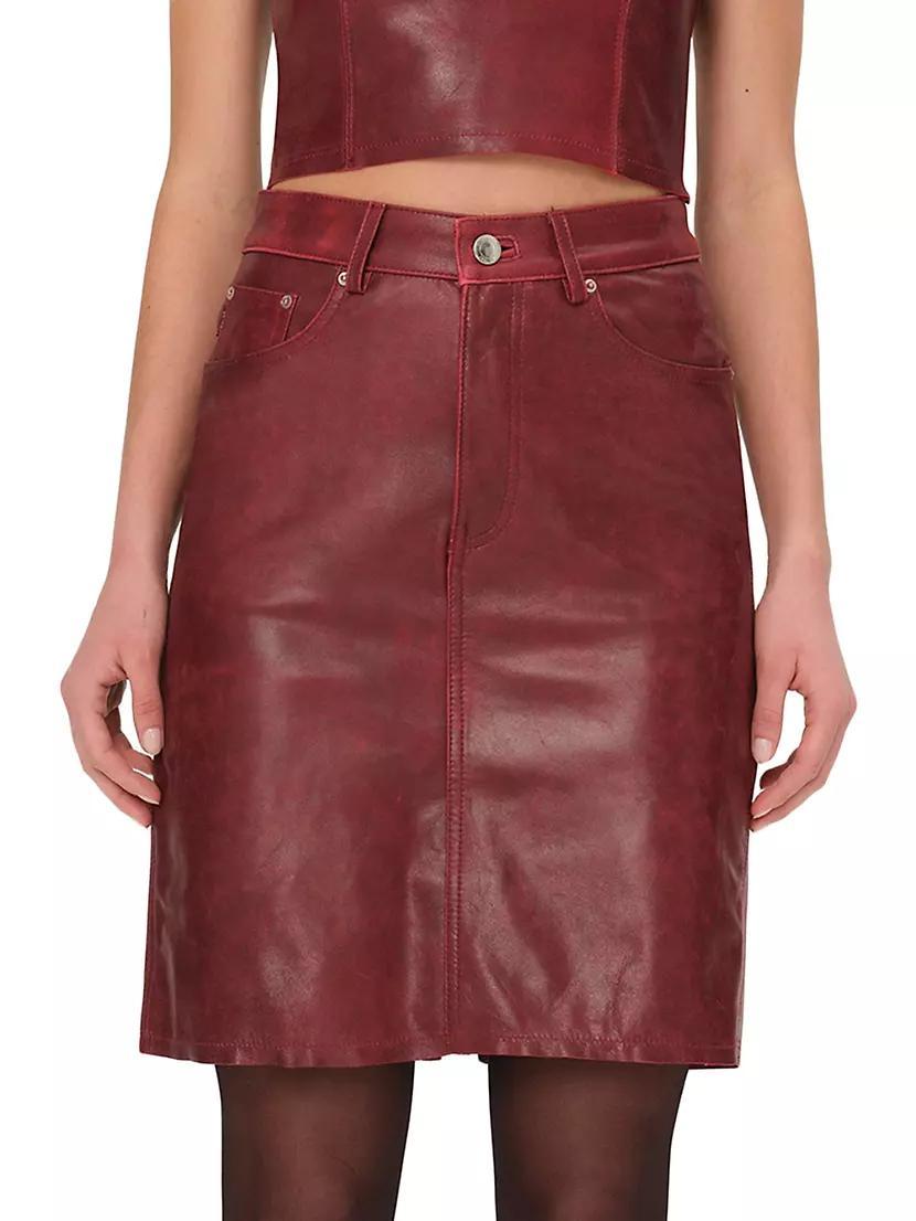 Lexi Knee Length Leather Skirt Product Image